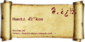 Hantz Ákos névjegykártya